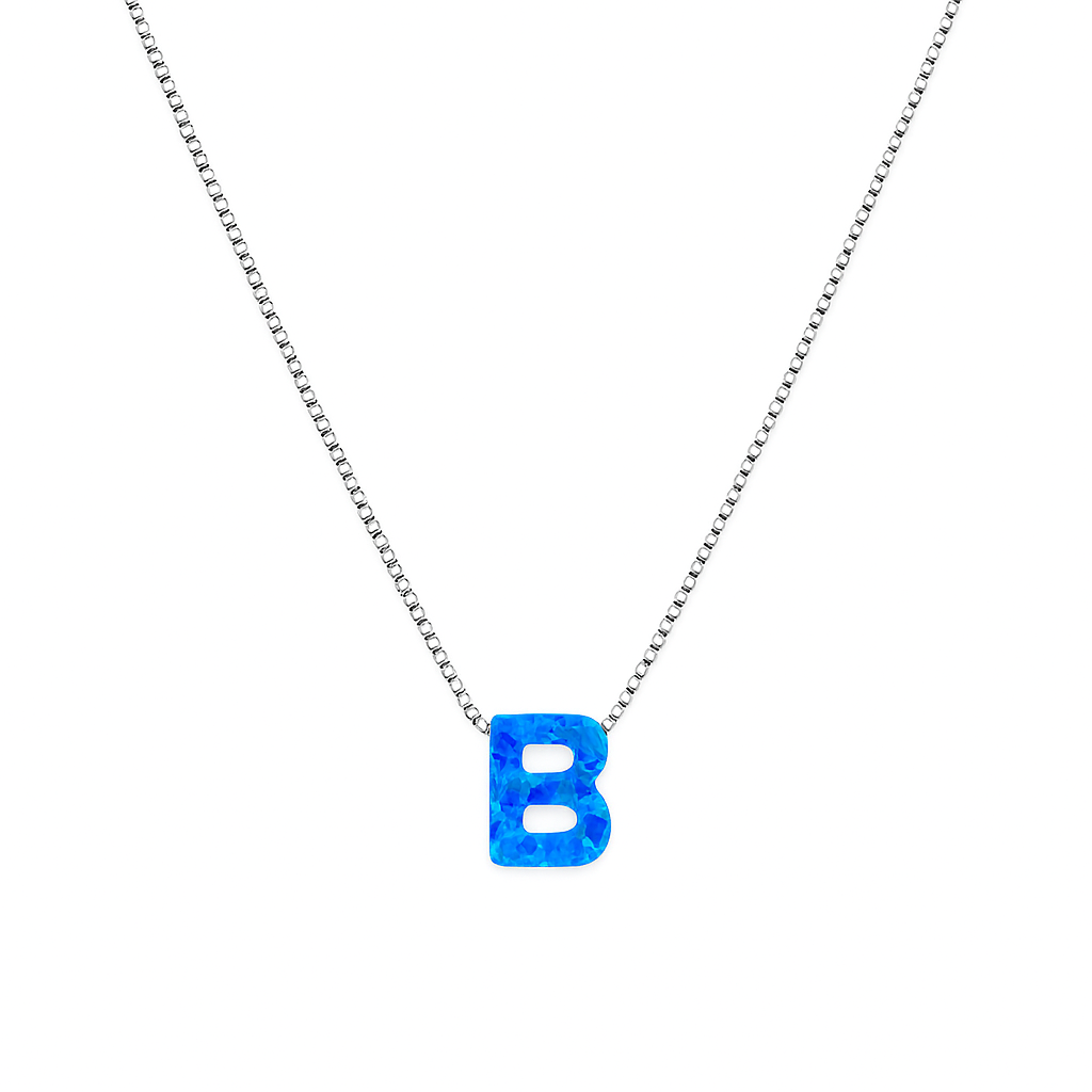 Blue Initial 'B' Necklace