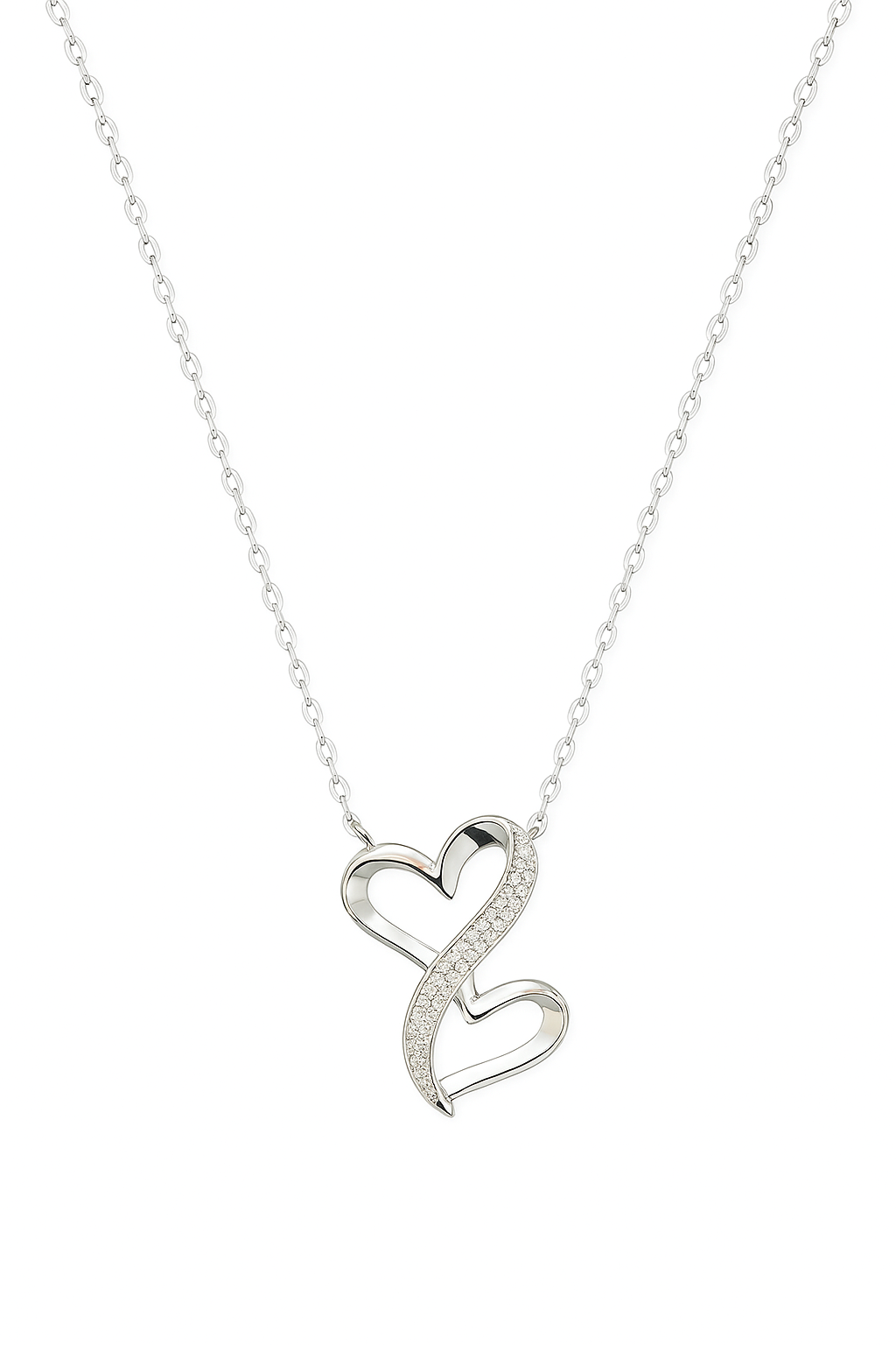 Double Heart Twist Necklace